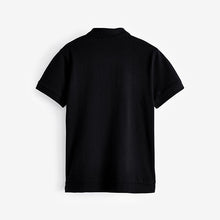 Load image into Gallery viewer, Black Textured Short Sleeve Quarter Zip Polo Shirt (3-12yrs)
