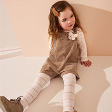 Load image into Gallery viewer, Neutral 100% Cotton Corduroy Dungarees T-Shirt &amp; Tights Set (3mths-6yrs)
