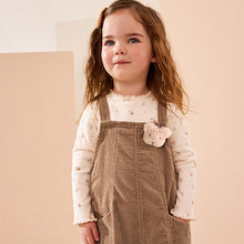 Load image into Gallery viewer, Neutral 100% Cotton Corduroy Dungarees T-Shirt &amp; Tights Set (3mths-6yrs)

