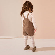 Load image into Gallery viewer, Neutral 100% Cotton Corduroy Dungarees T-Shirt &amp; Tights Set (3mths-6yrs)
