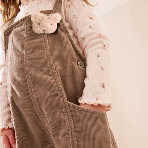Neutral 100% Cotton Corduroy Dungarees T-Shirt & Tights Set (3mths-6yrs)