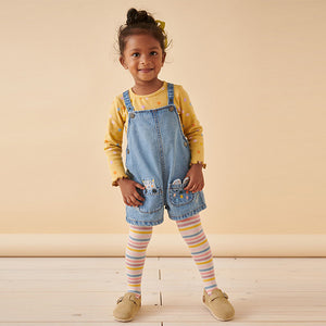 Denim Cat Embellished 100% Cotton Dungarees 3 Piece Set (3mths-6yrs)