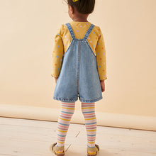 Load image into Gallery viewer, Denim Cat Embellished 100% Cotton Dungarees 3 Piece Set (3mths-6yrs)
