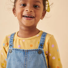 Load image into Gallery viewer, Denim Cat Embellished 100% Cotton Dungarees 3 Piece Set (3mths-6yrs)
