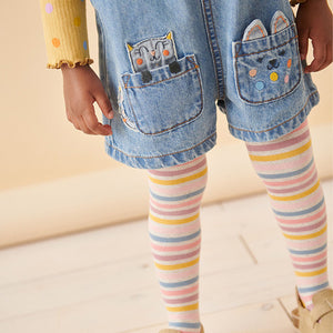 Denim Cat Embellished 100% Cotton Dungarees 3 Piece Set (3mths-6yrs)