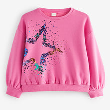 Load image into Gallery viewer, Pink Sequin Star Sweatshirt (3-12yrs)
