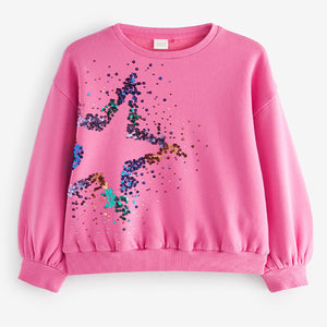 Pink Sequin Star Sweatshirt (3-12yrs)