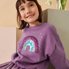 Load image into Gallery viewer, Berry Red Rainbow Sequin Sweatshirt (3-16yrs)
