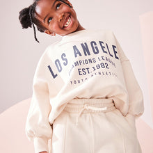 Load image into Gallery viewer, Ecru Slogan Sweatshirt And Wide Leg Joggers Set (3-16yrs)
