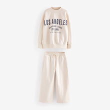 Load image into Gallery viewer, Ecru Slogan Sweatshirt And Wide Leg Joggers Set (3-16yrs)
