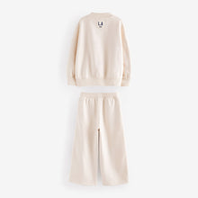 Load image into Gallery viewer, Ecru Slogan Sweatshirt And Wide Leg Joggers Set (3-16yrs)
