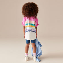 Load image into Gallery viewer, Multi Tie Dye 100% Cotton T-Shirt And Cycling Shorts Set (4-12yrs)
