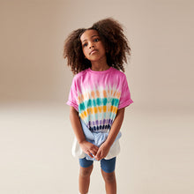 Load image into Gallery viewer, Multi Tie Dye 100% Cotton T-Shirt And Cycling Shorts Set (4-12yrs)
