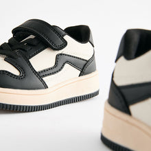 Load image into Gallery viewer, Black/White Touch Fastening Elastic Lace Trainers
