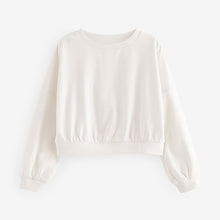 Load image into Gallery viewer, Ecru Print 100% Cotton Boxy Long Sleeve Sweatshirt (3-12yrs)
