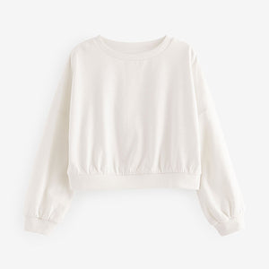 Ecru Print 100% Cotton Boxy Long Sleeve Sweatshirt (3-12yrs)
