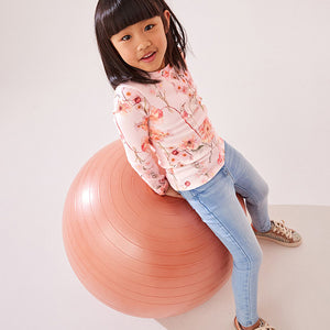 Pink Floral 1 Pack Long Sleeve Ribbed Top (3-12yrs)