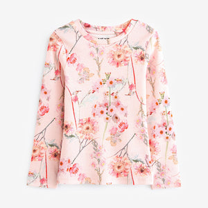 Pink Floral 1 Pack Long Sleeve Ribbed Top (3-12yrs)