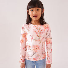 Load image into Gallery viewer, Pink Floral 1 Pack Long Sleeve Ribbed Top (3-12yrs)
