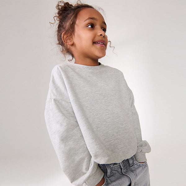 Grey Boxy Bubble 100% Cotton Hem Sweatshirt (3-12yrs)