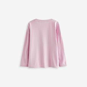 Pink 100% Cotton Sequin Heart Long Sleeve T-Shirt (3-12yrs)