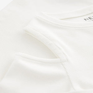 White Long Sleeve Cold Shoulder Rib T-Shirt (3-11yrs)