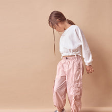 Load image into Gallery viewer, White Textured Ruche Hem Long Sleeve T-Shirt (3-12yrs)
