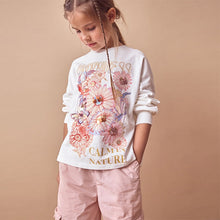Load image into Gallery viewer, Ecru 100% Cotton Sequin Butterfly Long Sleeve T-Shirt (3-12yrs)
