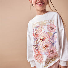 Load image into Gallery viewer, Ecru 100% Cotton Sequin Butterfly Long Sleeve T-Shirt (3-12yrs)
