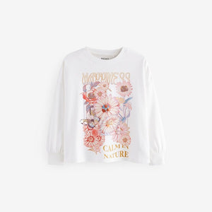 Ecru 100% Cotton Sequin Butterfly Long Sleeve T-Shirt (3-12yrs)