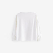 Load image into Gallery viewer, Ecru 100% Cotton Sequin Butterfly Long Sleeve T-Shirt (3-12yrs)
