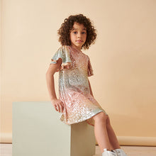 Load image into Gallery viewer, Orange/Blue Ombre Sequin Sparkle Party Dress (3-16yrs)
