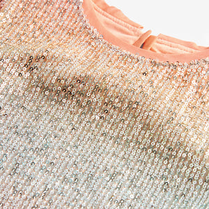 Orange/Blue Ombre Sequin Sparkle Party Dress (3-16yrs)