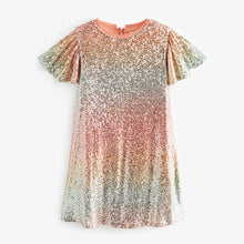 Load image into Gallery viewer, Orange/Blue Ombre Sequin Sparkle Party Dress (3-16yrs)

