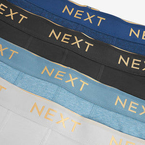 Blue/Grey Cotton Rich Boxers 4 Pack