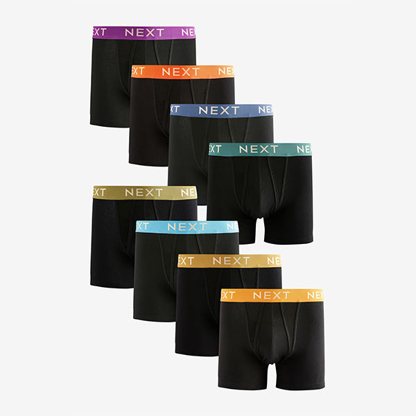 Black White Gold Waistband A-Front Boxers 8 Pack