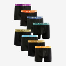 Load image into Gallery viewer, Black White Gold Waistband A-Front Boxers 8 Pack
