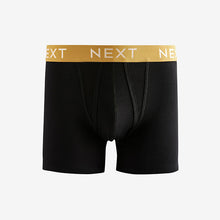 Load image into Gallery viewer, Black White Gold Waistband A-Front Boxers 8 Pack
