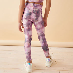 Pink Floral Tie Dye Sports Leggings (4-12yrs)
