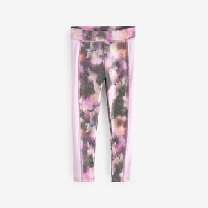 Pink Floral Tie Dye Sports Leggings (4-12yrs)