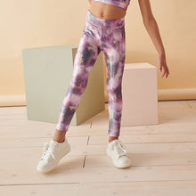 Load image into Gallery viewer, Pink Floral Tie Dye Sports Leggings (4-12yrs)
