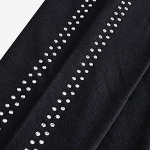 Black Diamante Stud Printed Leggings (3-12yrs)
