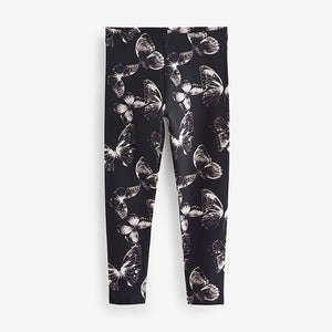 Black/White Butterfly Printed Leggings (3-12yrs)