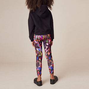 Black/Pink/Green Splat Printed Leggings (3-12yrs)