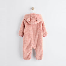 Load image into Gallery viewer, Pink Baby Cosy Fleece Hooded All-In-One (0mths-18mths)
