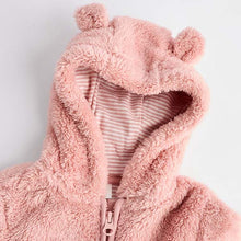 Load image into Gallery viewer, Pink Baby Cosy Fleece Hooded All-In-One (0mths-18mths)
