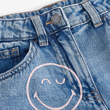 Load image into Gallery viewer, Mid Blue Denim SmileyWorld® Wide Leg 100% Cotton Jeans (3-12yrs)
