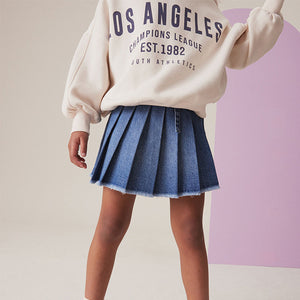 Mid Blue Denim Pleated Skirt (3-12yrs)