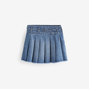 Mid Blue Denim Pleated Skirt (3-12yrs)