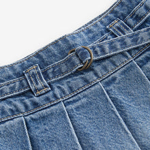 Load image into Gallery viewer, Mid Blue Denim Pleated Skirt (3-12yrs)
